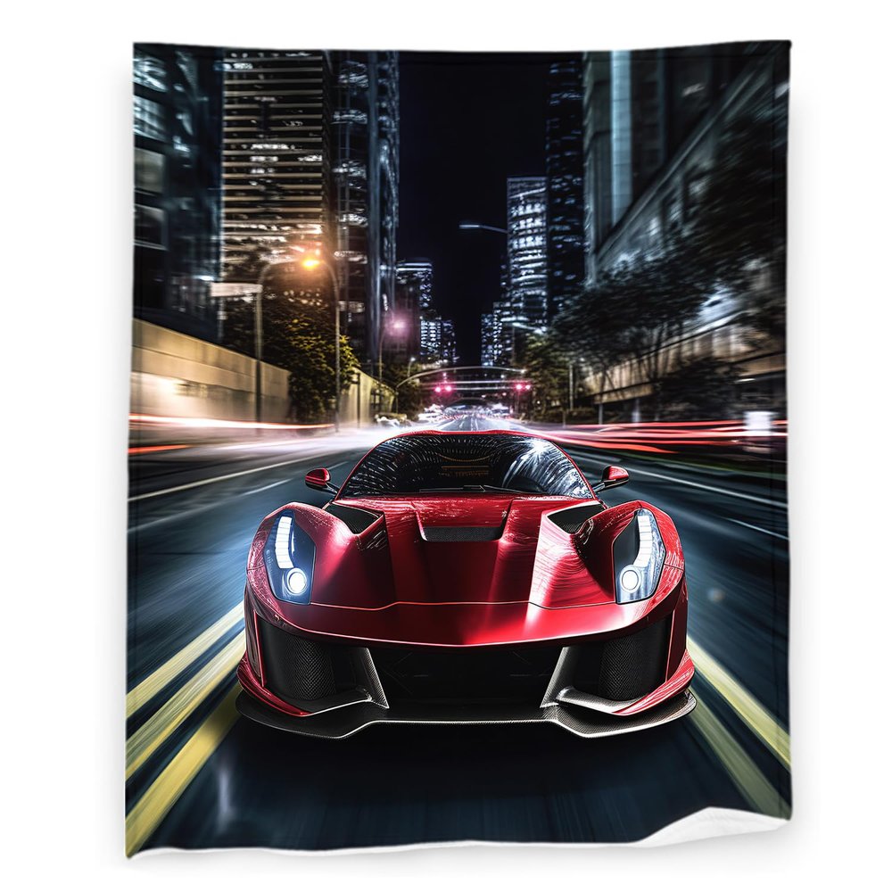 Sports Car Blanket 40" x 50" Racing Sports Vehicles Speed Extreme 3D Red Super Soft Bedding Fleece Throw Blanket Microfiber Flannel Blankets Couch Sofa Warm Lightweight for Boys Girls