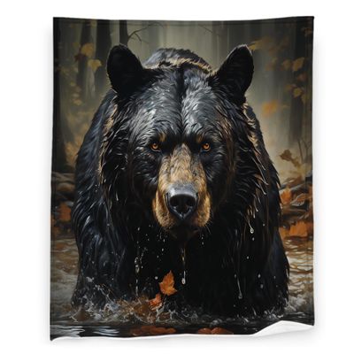 Black Bear Blanket 50" x 60" Forest Wild Animal Nature Hunting Bear Super Soft Bedding Fleece Throw Blanket Microfiber Flannel Blankets Couch Sofa Warm Lightweight for Boys Girls