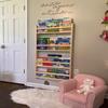 Handmade Solidwood Wall Mounted Montessori Kids Bookshelf, 4 Tier Book Display for Children Bedroom, Nursery Furniture Bookcase, Solid Wood Pine Tree Book Organiser for Living Room (Natural) view 1