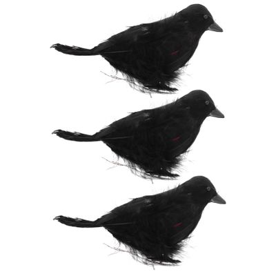 3pcs Simulated Crow Halloween Ornament Plastic Creative Home Decor