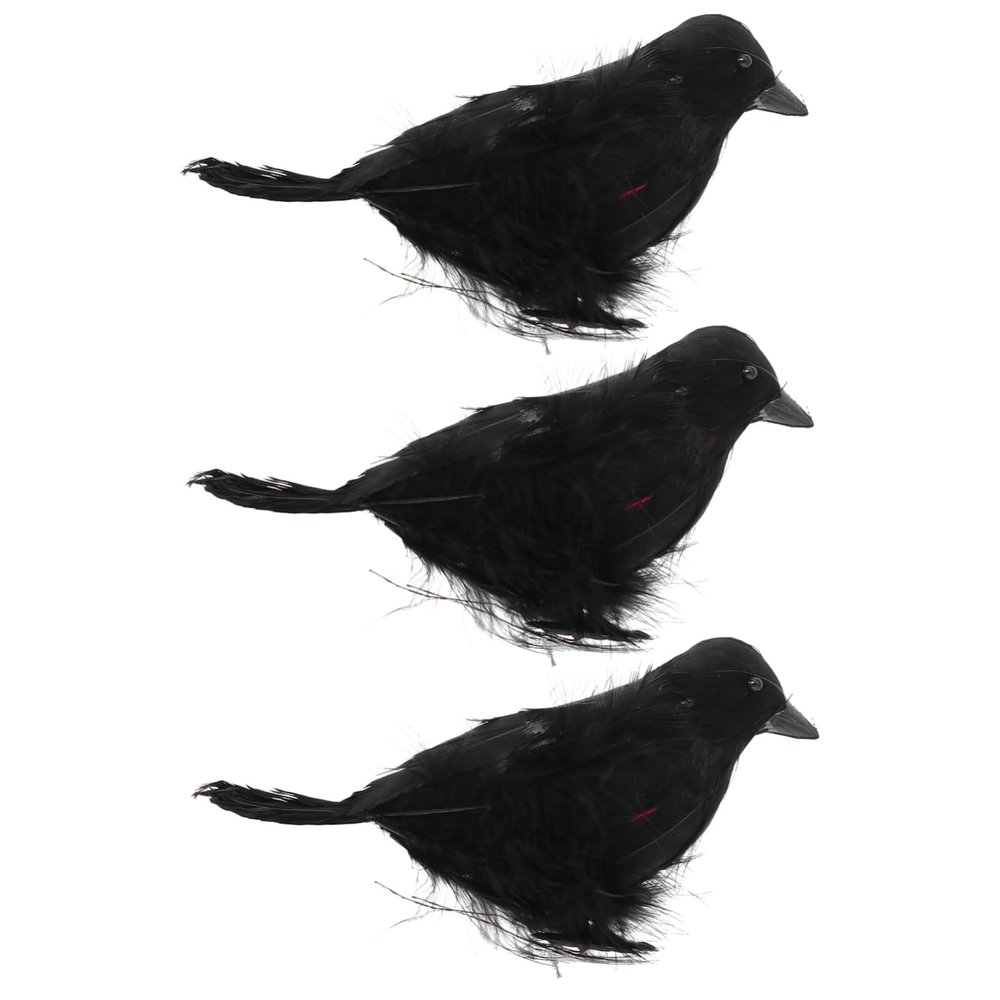3pcs Simulated Crow Halloween Ornament Plastic Creative Home Decor