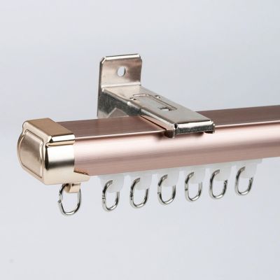 PQPQLI Thickened Aluminum Alloy Curtain Track, Ceiling Or Wall Mount Curtain Track System, Curtain Rod, Ceiling Mounted Curtain Rail for Curtains, Drapes, and Room Dividers(Gold B,1.1/3.6ft)