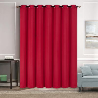 All Season 1pc Window Curtain Panel Insulated Thermal Blackout Solid Extra-Wide 100" Wide x 84" Long in Assorted Colors (K100 Dark RED)
