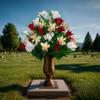 Sympathy Silks Artificial Cemetery Flowers - Grave Decoration - Red Tulips and White Iris (1) Bouquet view 4