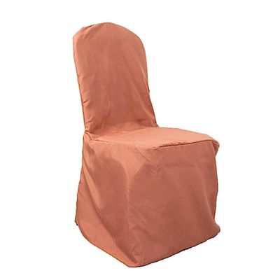 Balsa Circle 12 pcs Terracotta Polyester Banquet Chair Covers for Party Wedding Linens Decorations Dining Ceremony Reception Supplies