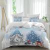 Pine Branch Bed Duvet Cover Queen Size, Washed Patterned Textured Duvet Cover Sets with Zipper & Tiers, Microfiber Soft Comforter Thick Luxury Quilt Cover Christmas Gnomes Balls Silver Blue view 1