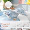 Pine Branch Bed Duvet Cover Queen Size, Washed Patterned Textured Duvet Cover Sets with Zipper & Tiers, Microfiber Soft Comforter Thick Luxury Quilt Cover Christmas Gnomes Balls Silver Blue view 2