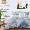 Pine Branch Bed Duvet Cover Queen Size, Washed Patterned Textured Duvet Cover Sets with Zipper & Tiers, Microfiber Soft Comforter Thick Luxury Quilt Cover Christmas Gnomes Balls Silver Blue view 3