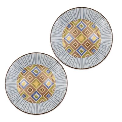 Kutani Ware Handmade Serving Plate 2set (Tile, 6.29" x 6.29") Made in Japan