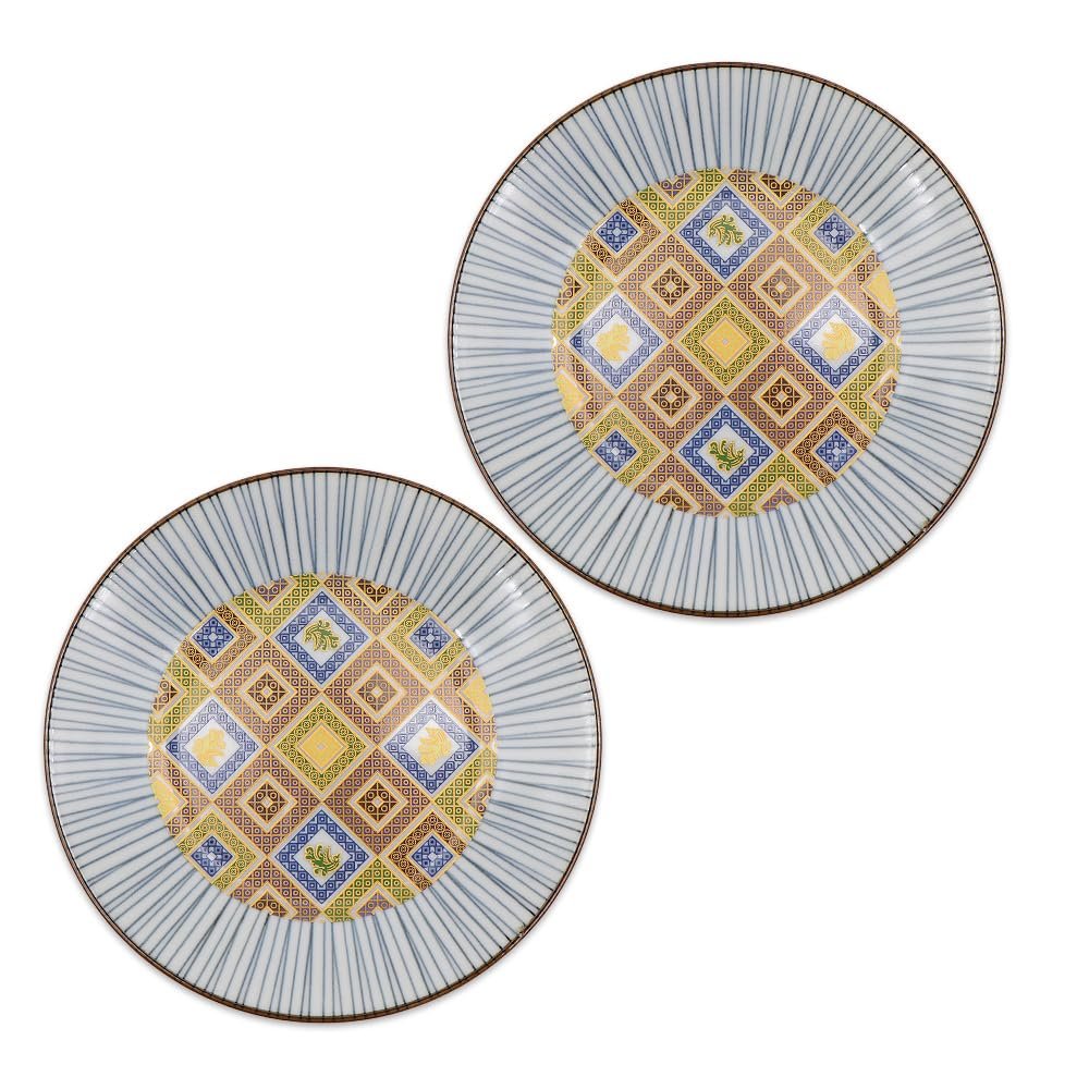 Kutani Ware Handmade Serving Plate 2set (Tile, 6.29" x 6.29") Made in Japan