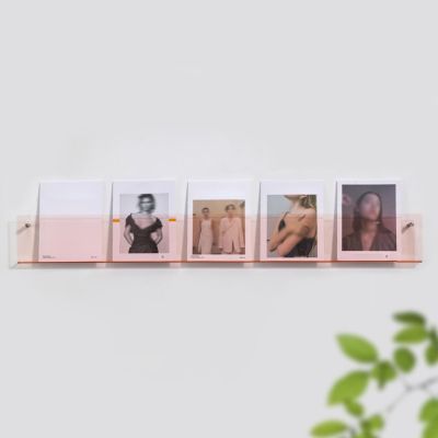 ZJKXJH Pink Acrylic Wall Magazine Rack, Clear Brochure Holder Adjustable Hanging Floating Book Shelves Holder for Office,Church,Coffee Shop (Color : Pink, Size : L - 120cm)