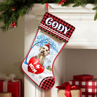 Lovely POD Personalized Goldendoodle 1 Stockings Christmas, Custom Dog Christmas Stocking with Name, Christmas Stockings for Pet Lover, Funny Gifts for Dog Mom Dog Dad, Fireplace Decor