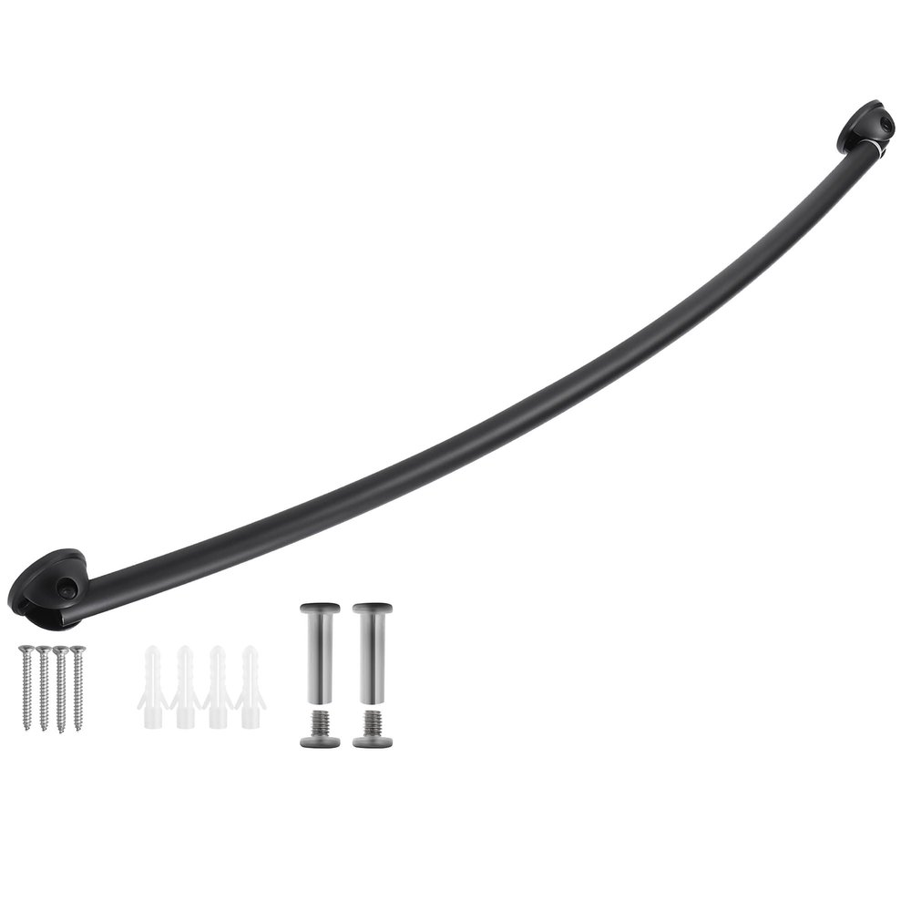 Design House Adjustable Curved Shower Rod, 44-Inch to 66-Inch, Design House Shower Curtain Rod, Expandable, Matte Black, 582817