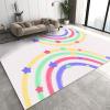 Nordic Simple Rainbow Kids Art Area Rug, Boho Cartoon Colorful Dots Rectangle Rug, Washable Foldable Non-Slip Breathable Carpet Mat for Girls Room Nursery Bedroom Living Room Entryway-6x9ft view 1