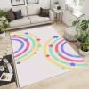 Nordic Simple Rainbow Kids Art Area Rug, Boho Cartoon Colorful Dots Rectangle Rug, Washable Foldable Non-Slip Breathable Carpet Mat for Girls Room Nursery Bedroom Living Room Entryway-6x9ft view 3