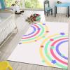 Nordic Simple Rainbow Kids Art Area Rug, Boho Cartoon Colorful Dots Rectangle Rug, Washable Foldable Non-Slip Breathable Carpet Mat for Girls Room Nursery Bedroom Living Room Entryway-6x9ft view 4