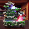 Rockery Water Fountain Desktop, Resin Tabletop Waterfall Fountain Indoor Rotating Water Ornaments Fountain Water Pump with LED Light for Office Home and Bedroom Desktop Decor(US 110V) view 1