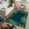 Abstract Luxury Green Area Rug, Golden Floral Leaves Silhouette Non Slip Easy Care Bedroom Rugs, Breathable Durable Carpet for Indoor Study Living Room Office Decor Rug - 5 ft x 6 ft view 1
