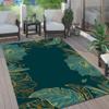 Abstract Luxury Green Area Rug, Golden Floral Leaves Silhouette Non Slip Easy Care Bedroom Rugs, Breathable Durable Carpet for Indoor Study Living Room Office Decor Rug - 5 ft x 6 ft view 3