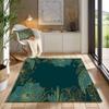 Abstract Luxury Green Area Rug, Golden Floral Leaves Silhouette Non Slip Easy Care Bedroom Rugs, Breathable Durable Carpet for Indoor Study Living Room Office Decor Rug - 5 ft x 6 ft view 4