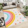 MIORON Cartoon Cute Rainbow Stars Art Kids Rectangle Rugs, Modern Mid-Century Boho Nordic Area Rug, Washable Foldable Non-Slip Home Decor Mat for Nursery Bedroom Living Room Entryway-6x9ft view 3