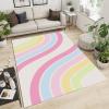 MIORON Nordic Cartoon Cute Rainbow Art Kids Rectangle Rugs, Modern Mid-Century Boho Area Rug, Washable Foldable Non-Slip Home Decor Mat for Nursery Bedroom Living Room Entryway-6x9ft view 3