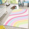 MIORON Nordic Cartoon Cute Rainbow Art Kids Rectangle Rugs, Modern Mid-Century Boho Area Rug, Washable Foldable Non-Slip Home Decor Mat for Nursery Bedroom Living Room Entryway-6x9ft view 4