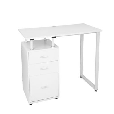 EURLA FCH Pipe Rack Three Drawers Computer Desk White