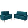 Container Furniture Direct Kent 2 Piece Couch Set for Modern Living Rooms and Compact Spaces, Studio Apartment Furniture with Sleek Design, Includes Velvet Sofa and Loveseat, Greenish Blue view 1