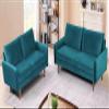 Container Furniture Direct Kent 2 Piece Couch Set for Modern Living Rooms and Compact Spaces, Studio Apartment Furniture with Sleek Design, Includes Velvet Sofa and Loveseat, Greenish Blue view 2