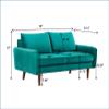Container Furniture Direct Kent 2 Piece Couch Set for Modern Living Rooms and Compact Spaces, Studio Apartment Furniture with Sleek Design, Includes Velvet Sofa and Loveseat, Greenish Blue view 3