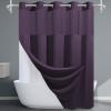 EUTXL Purple Long Hotel Style Shower Curtain with Snap in Liner - 230GSM Waffle Textured,Hotel Grade,Spa Like Bath Curtain,71W x 86H view 1