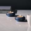 ICNBUYS Handmade Decorative Pebble Tealight Candle Holders Set of 2 - Handcrafted Home Decor Accent for Calming Earthy Aesthetic Black Blue Matte Finish Resin Diameter 2.6 inches view 2