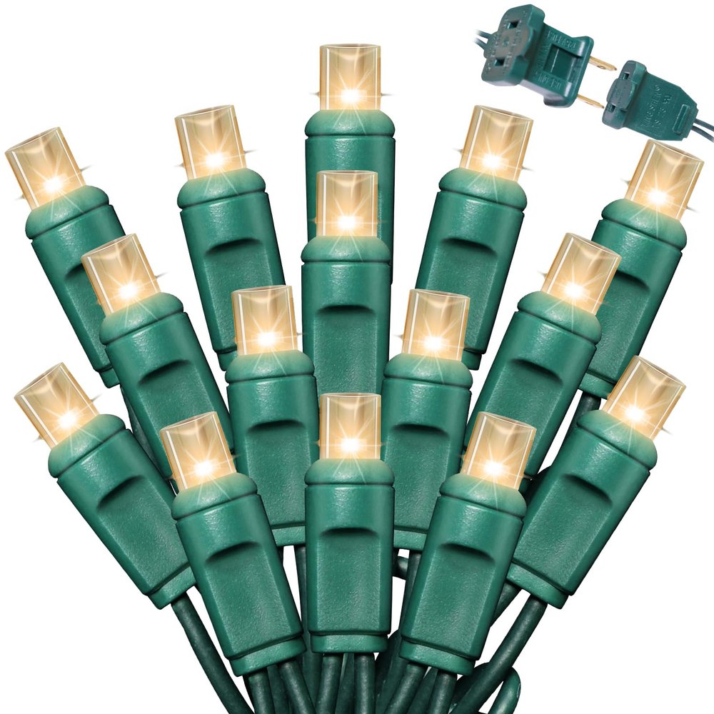 LAMPHOME 600LED (12pk of 50L) String Lights,Twinkle, LED Christmas Lights, 6" SPACING,Green Wire,Warm White