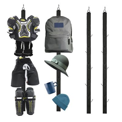 2 Pack Hockey Drying Rack - 5 Hook Hanger, Sports Gear Organizer with Straps - Ice Hockey Gifts (Black)