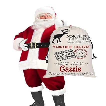 Personalized Santa Sack :Christmas Bag for Presents Oversized Santa Sack - Personalized Christmas Bag Jumbo Santa Bag for Him -Gift for Her - Newborn Gift