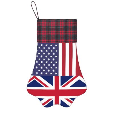 America UK Friendship Flag Adorable Dog Paw Shaped Christmas Stockings