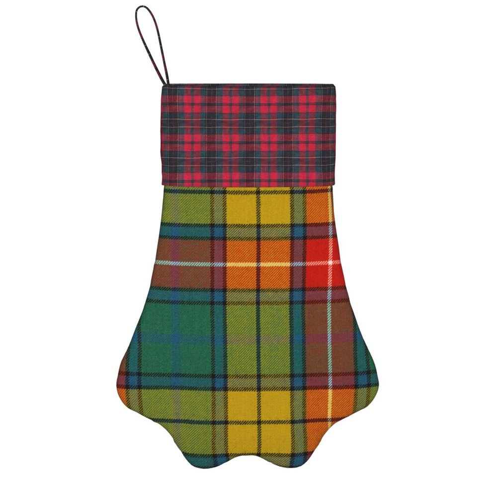 Scots Style Clan Buchanan Tartan Plaid Adorable Dog Paw Shaped Christmas Stockings