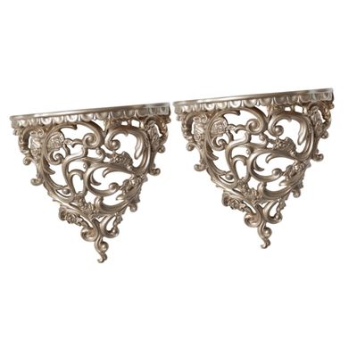 ARTIBETTER 2pcs European-style Hollow Carving Wall Decoration Flower Shelf Material Stylish Home Decor for Living Room Kitchen Balcony Garden Gold