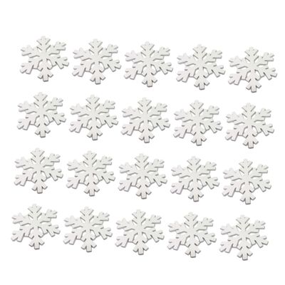 Artibetter 20pcs White Decor Christmas Decor White Decorations Wooden Hanging Snowflake Christmas Wooden Slices Wood Ornaments for Tree Wood Snowflake Hollow Out