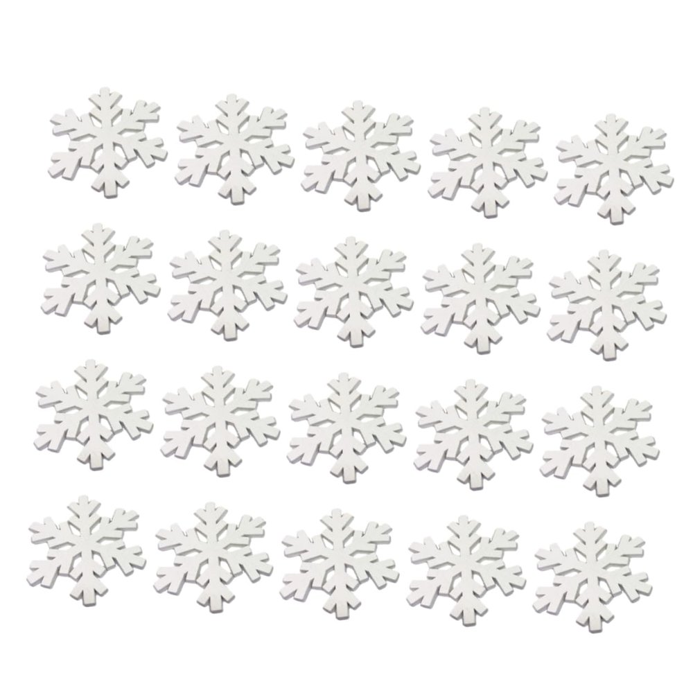Artibetter 20pcs White Decor Christmas Decor White Decorations Wooden Hanging Snowflake Christmas Wooden Slices Wood Ornaments for Tree Wood Snowflake Hollow Out