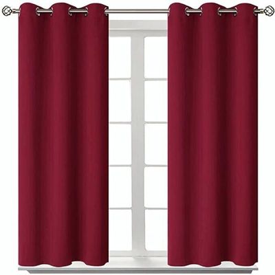 100% Blackout Grommet Panel Insulated Thermal Unlined Window Treatment Curtain Drape 35" Wide x 63" Long (2, K68 Burgundy)