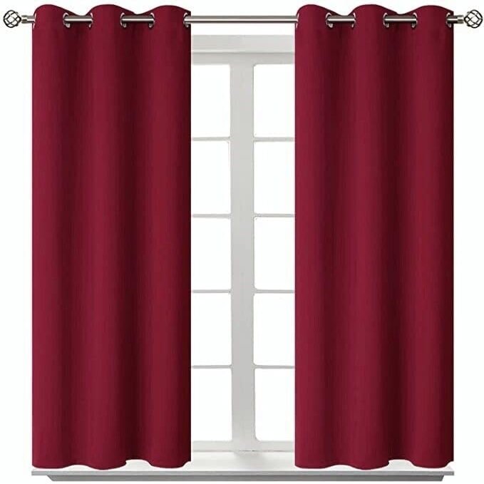 100% Blackout Grommet Panel Insulated Thermal Unlined Window Treatment Curtain Drape 35" Wide x 63" Long (2, K68 Burgundy)