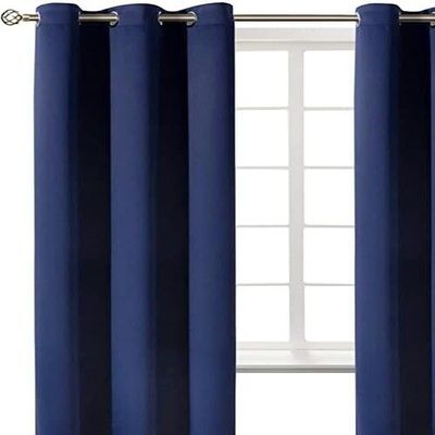 100% Blackout Grommet Panel Insulated Thermal Unlined Window Treatment Curtain Drape 35" Wide x 63" Long (1, K68 Navy Blue)