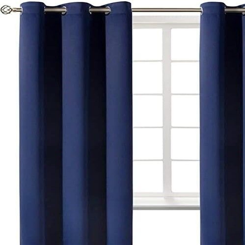 100% Blackout Grommet Panel Insulated Thermal Unlined Window Treatment Curtain Drape 35" Wide x 63" Long (1, K68 Navy Blue)