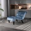 EEBUIHUI Armless Accent Chair, Upholstered Button Tufted Living Room Chairs with Wood Legs, Comfy Frosted Velvet Lounge Chair Reading Chair for Bedroom (Light Blue) view 3
