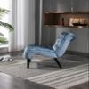 EEBUIHUI Armless Accent Chair, Upholstered Button Tufted Living Room Chairs with Wood Legs, Comfy Frosted Velvet Lounge Chair Reading Chair for Bedroom (Light Blue) view 4