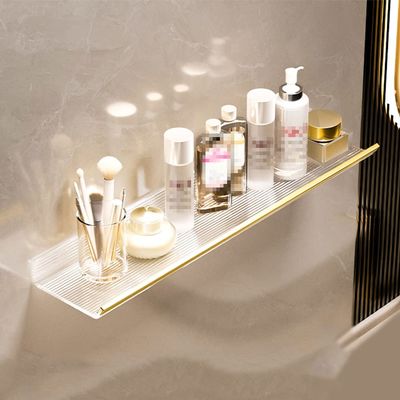 BAHELS Shower Caddy Bathroom Acrylic Storage Shelf, Floating Shelves Wall Mounted No Drilling Rectangular Shelf for Bathroom Bathroom Organizer (Color : Gold, Size : 50cm)
