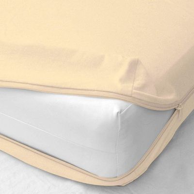 1 Piece Zipper Fitted Sheet Only Zipper Fitted Sheet 8 Inch Deep Pocket- Easy Fit, Soft Microfiber, Secure Fit with Zippered Closure - Queen (60"x 80") Size, Ivory Solid