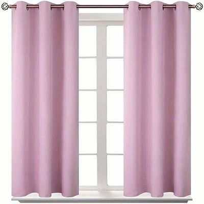 100% Blackout Grommet Panel Insulated Thermal Unlined Window Treatment Curtain Drape 35" Wide x 63" Long (2, K68 Pink)